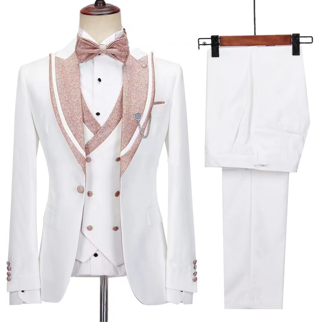Charming Gentleman White Peak Lapel Three-Piece Prom Suit