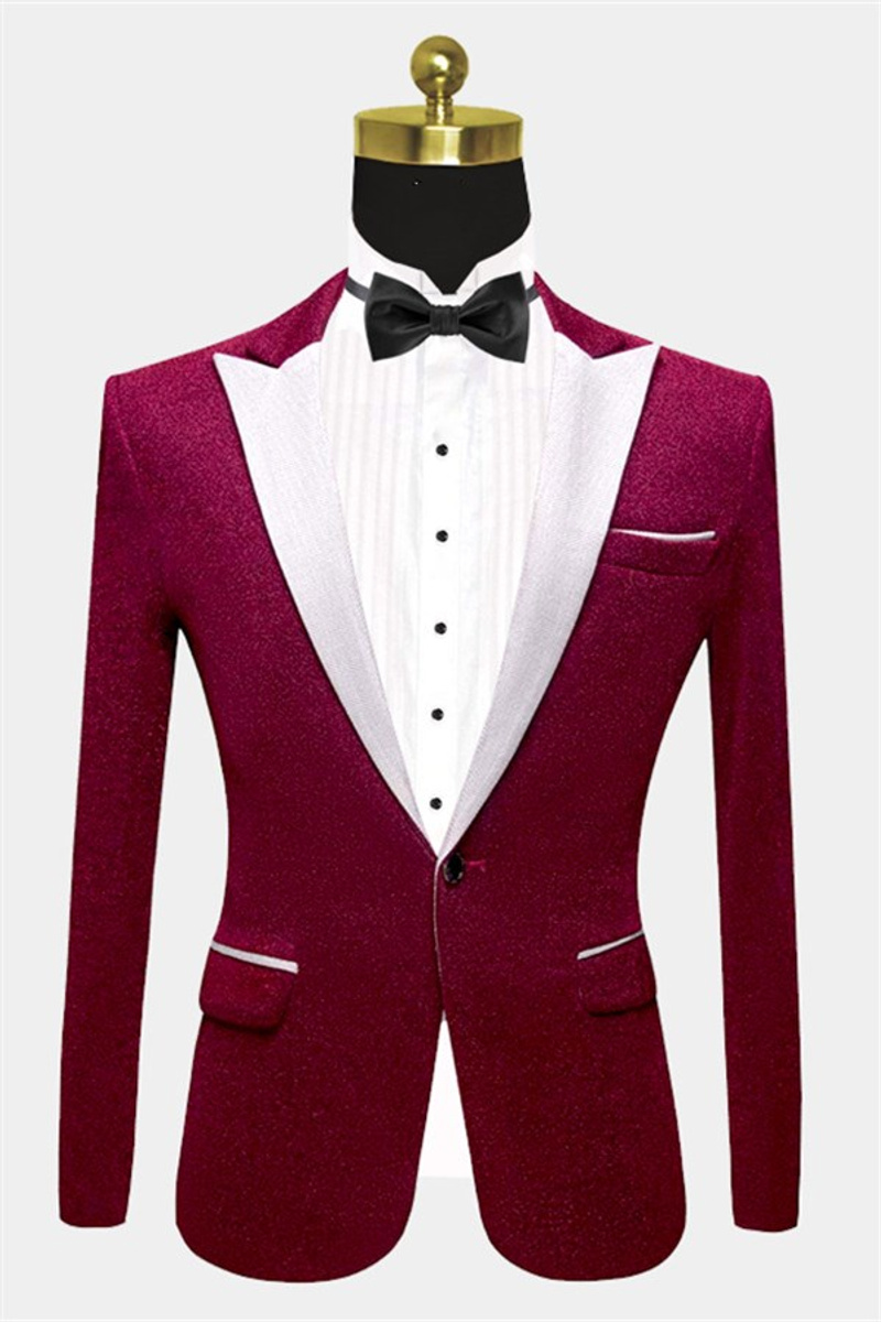 Zander Fuchsia Glitter Tuxedo Jacket Sequin Slim Fit Prom Men Suit