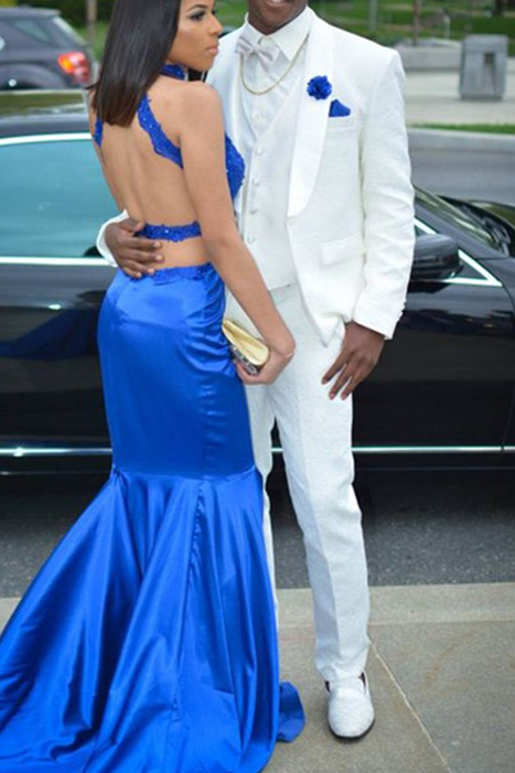 Simple White Three Piece Wedding Groom Suit Shawl Lapel Prom Suit