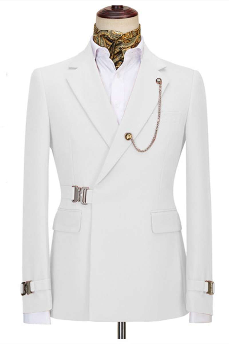 Jerome Stylish White Two Piece Men Suit With Notched Lapel