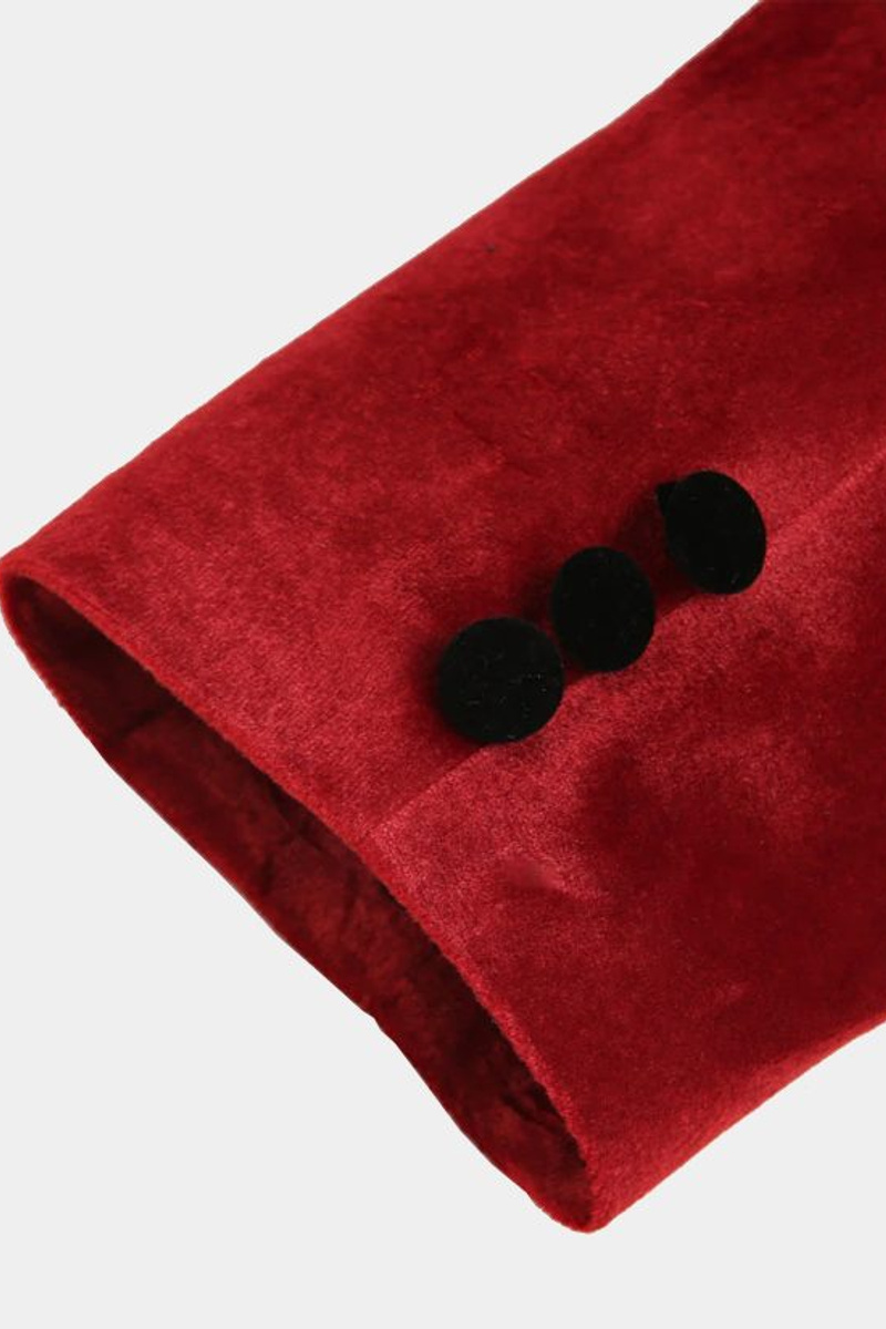 Burgundy Velvet Prom Men Suit One Button Boyfriend Blazer