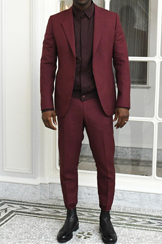 Burgundy Point Lapel Men Suit Two-Piece Slim Prom Suit Online