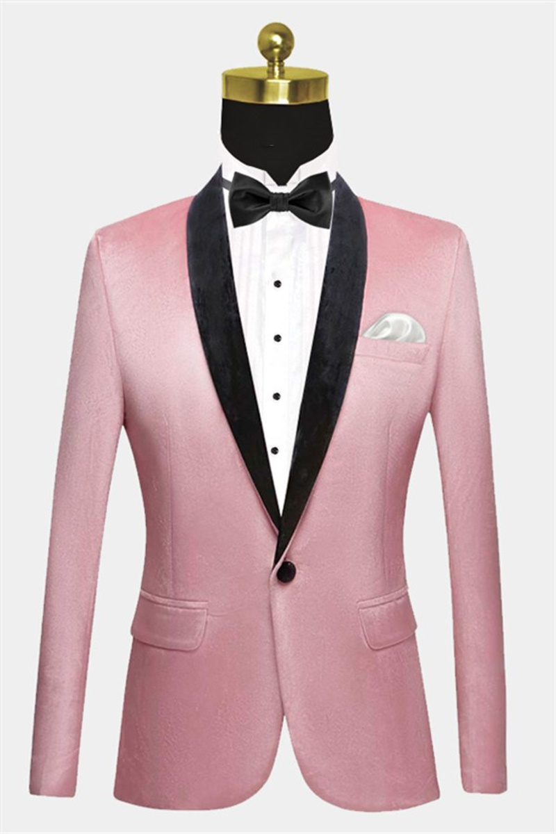 Men Light Pink Velvet Prom Suit Modern Men Slim Fit Blazer