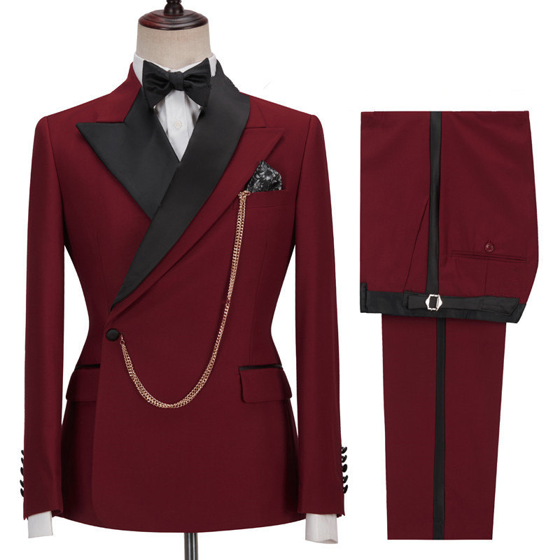 Gunslinger Red Pointed Lapel Slim Fit Fashion Suit for Prom