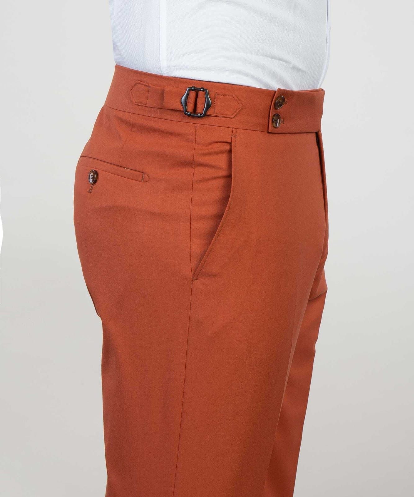 Modern Orange Slim Fit Three Piece Men Suit With Pointed Lapels