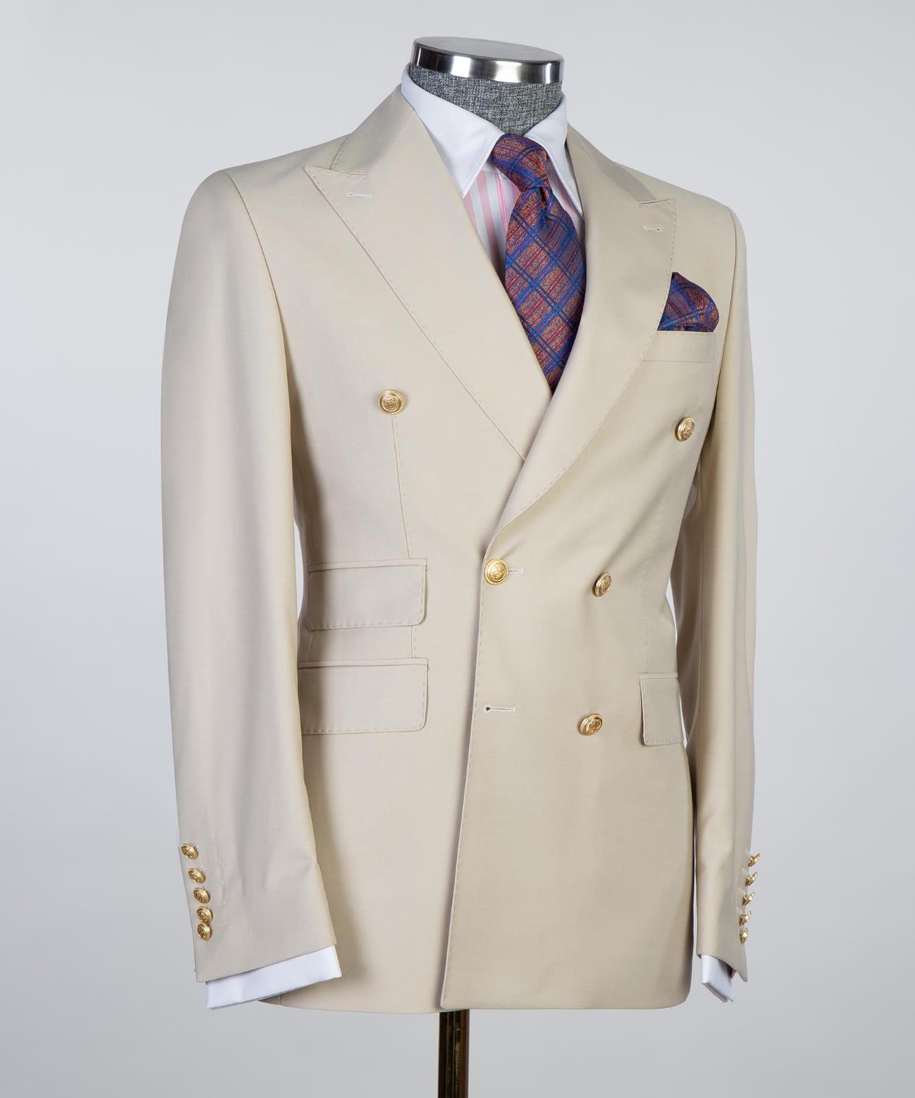 Modern Double-Breasted Point Collar Suit