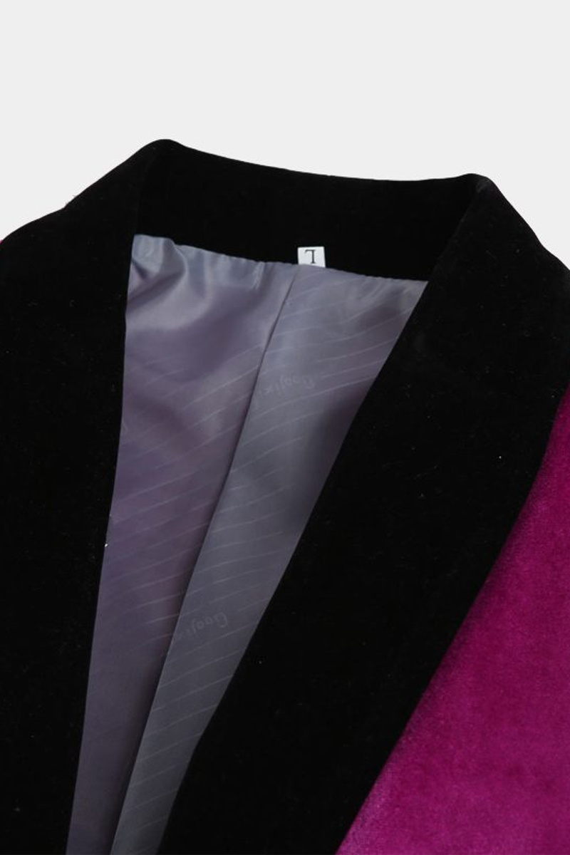 Magenta Pink Velvet Tuxedo Jacket Men One Piece Blazer