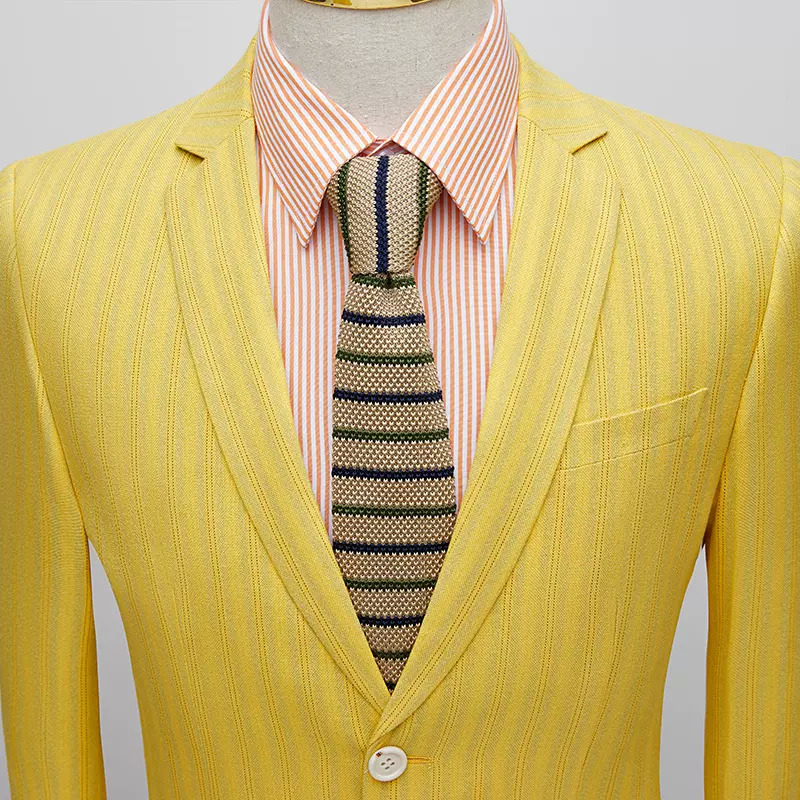 Yellow Slim Fit Two-Button Prom Suit Business Casual Two-Piece