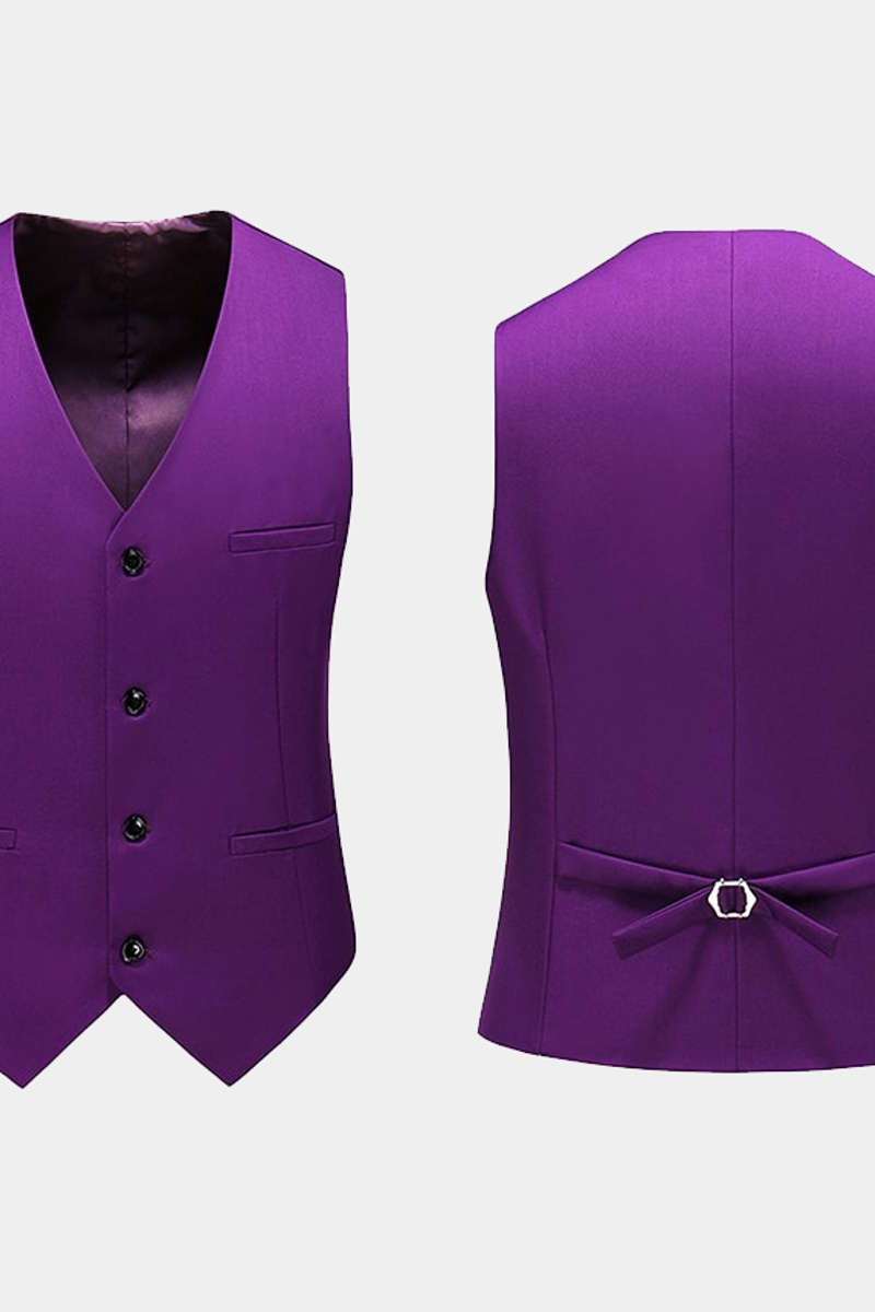 Purple Fit Prom Suit Notch Lapel Three-Piece Tuxedo