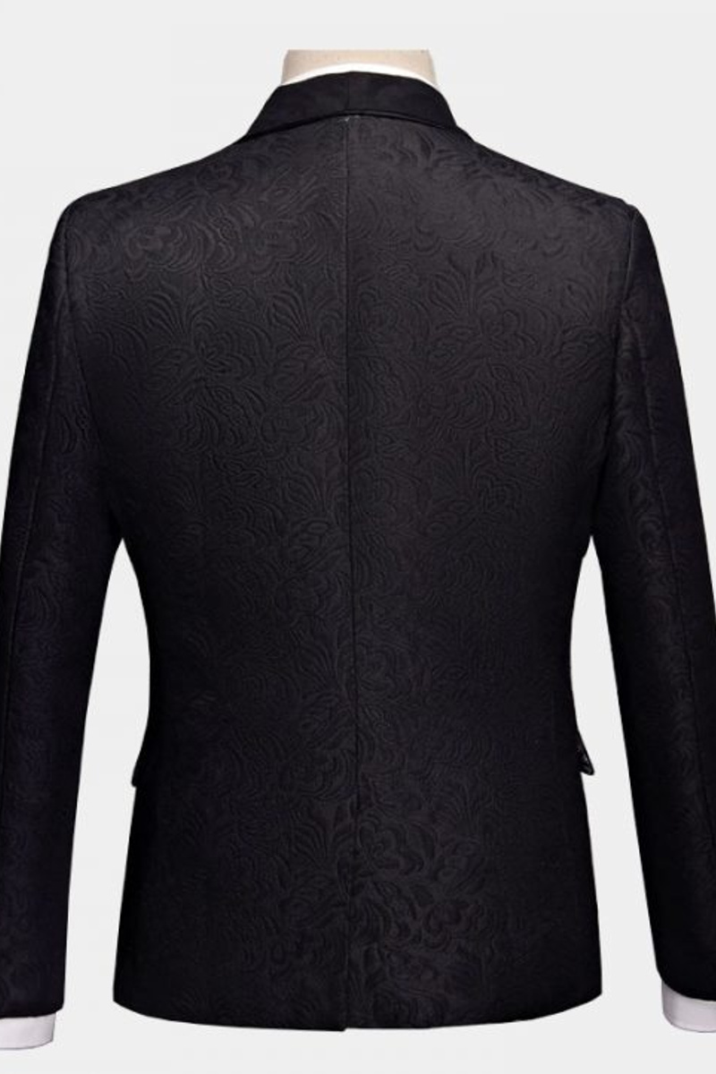 Business Black Suit Formal Three-Piece Jacquard Wedding Suit