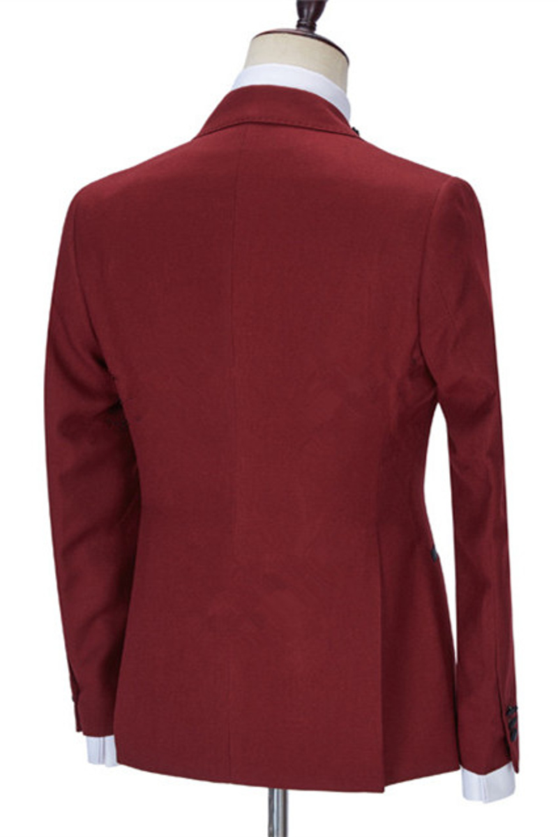 Trendy Red Three Piece Best Fitting Point Lapel Prom Suit