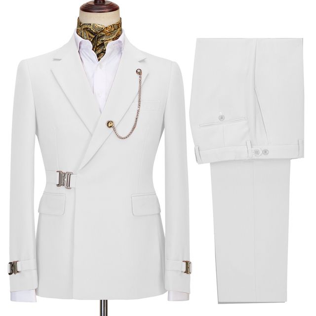 Jerome Stylish White Two Piece Men Suit With Notched Lapel