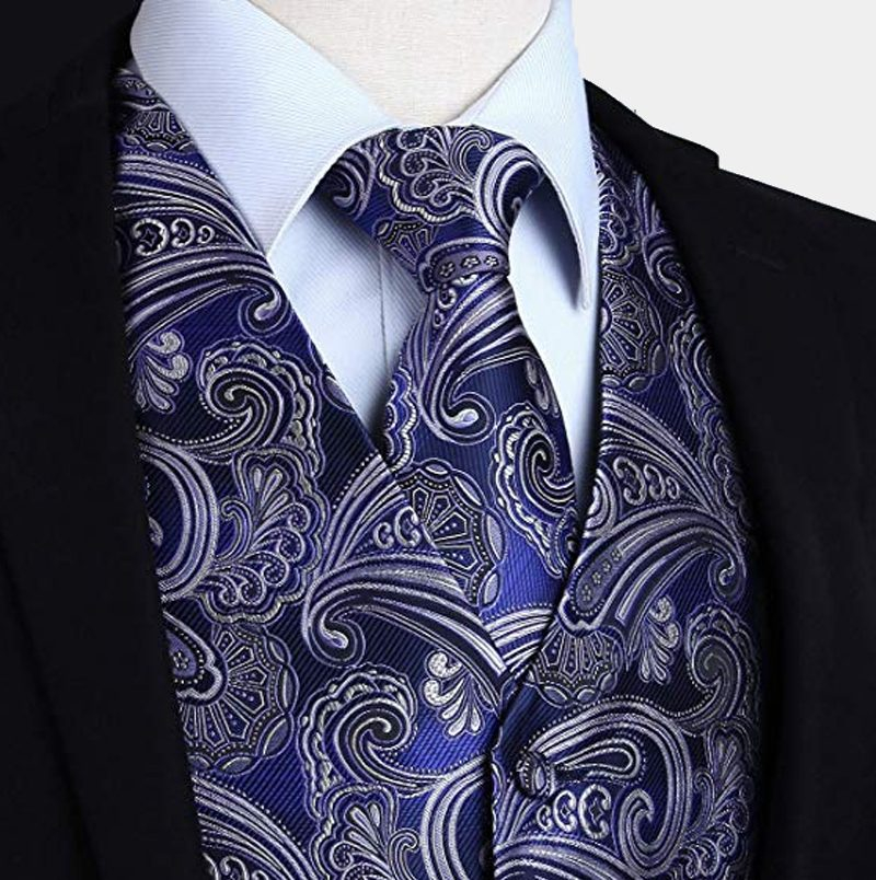 Trendy Cobalt Blue Paisley Ball Men Tank Top Online