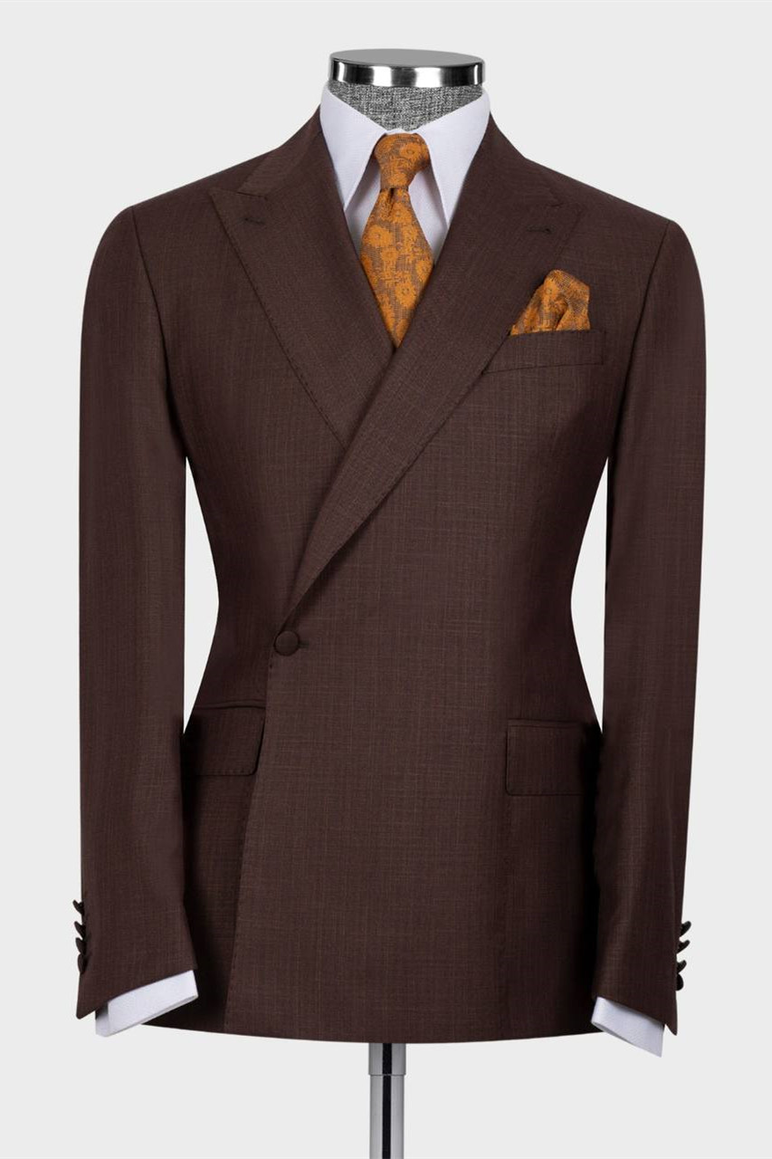 Modern Chocolate One-Button Point Lapel Slim Fit Suit