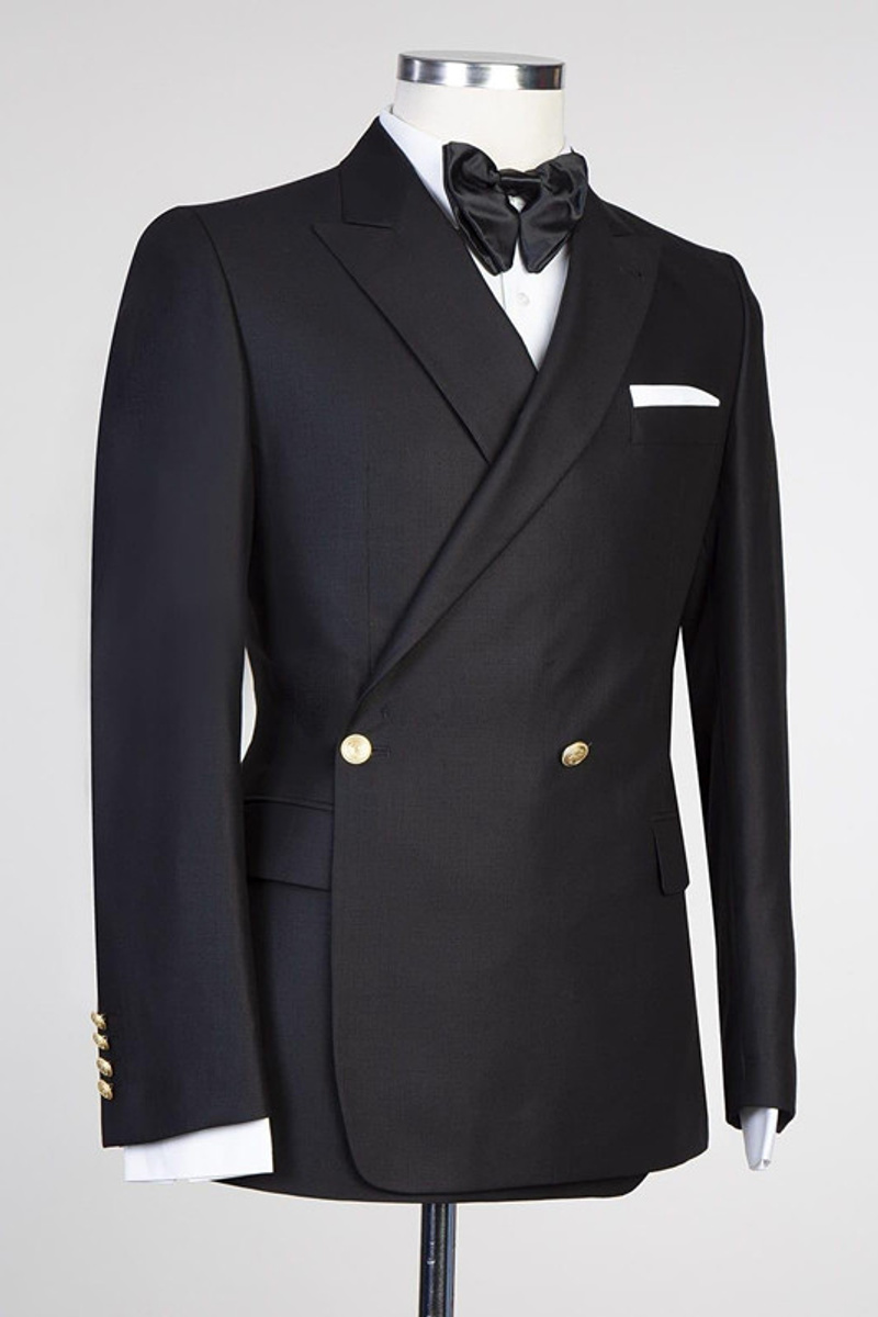 Solomon Fashion Black Point Lapel Prom Suit
