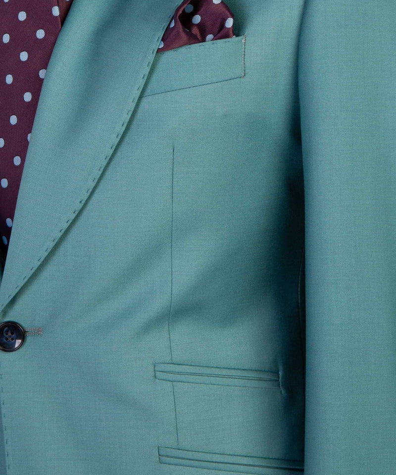 Green Fashion Point Lapel Two-Button Three-Piece Suit