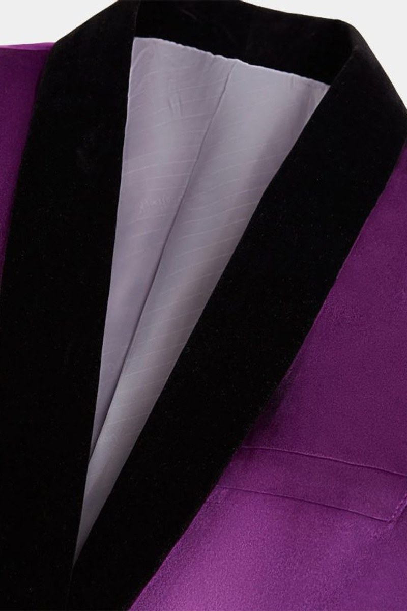 Simple Purple Velvet Men Suit One Piece Men Slim Fit Suit