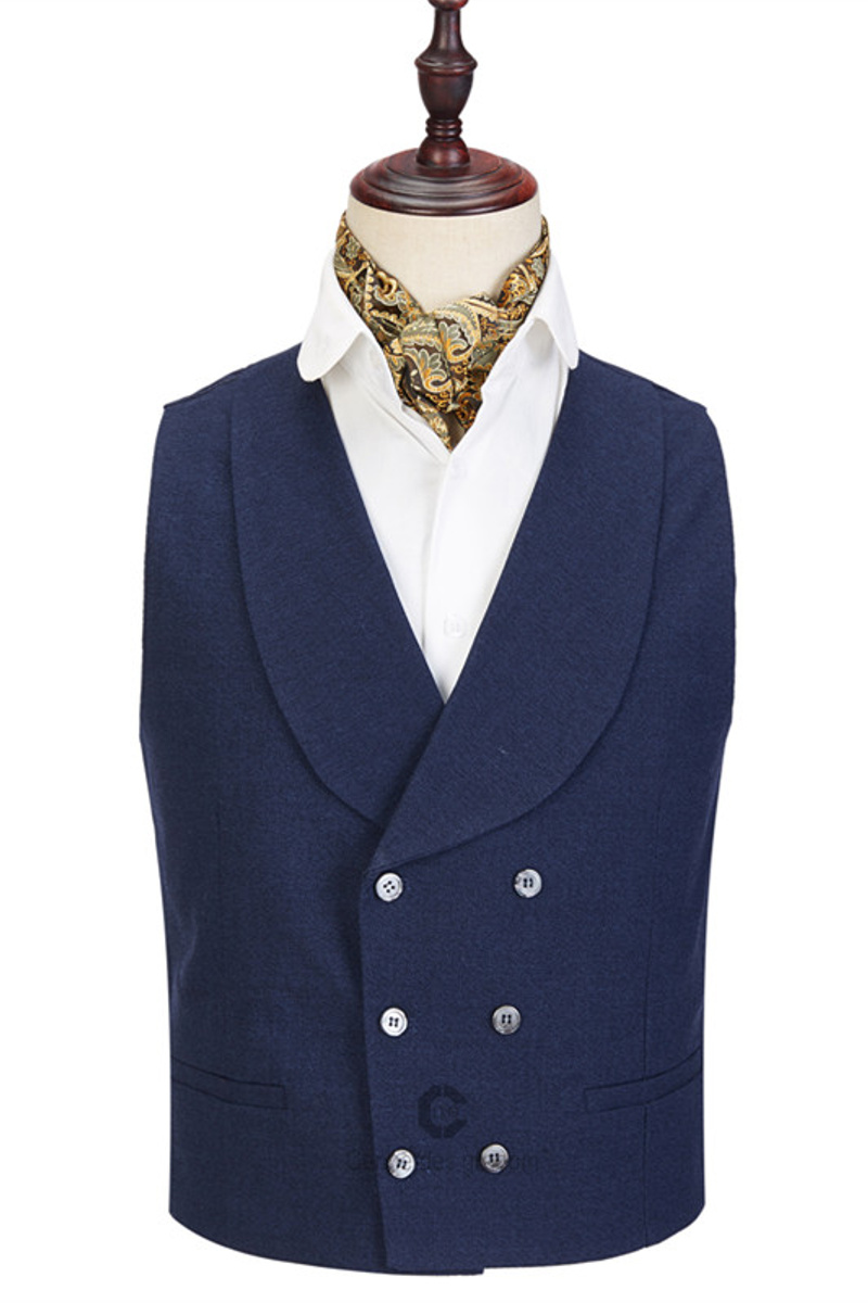 Cody Dark Blue Three-Piece Fashion Peak Lapel Wedding Suit