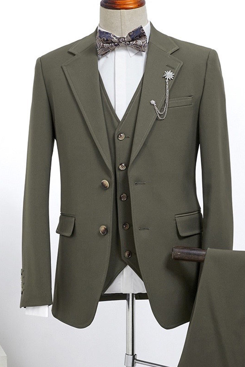 Bard Handsome Dark Green Three-Pack Slim Fit Tailored Business Suit