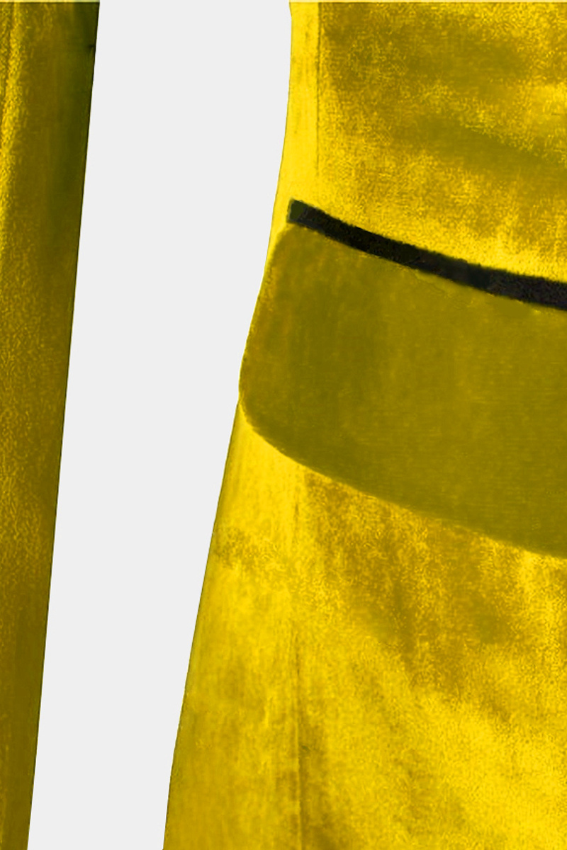 Yellow Velvet Tuxedo Three-Piece Slim Fit Prom Suit