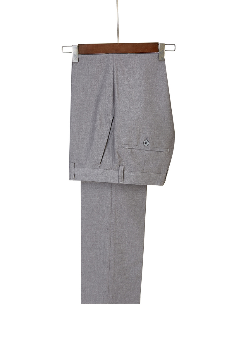 Robert Light Grey One-Button Shiny Shawl Lapel Three-Piece Wedding Suit