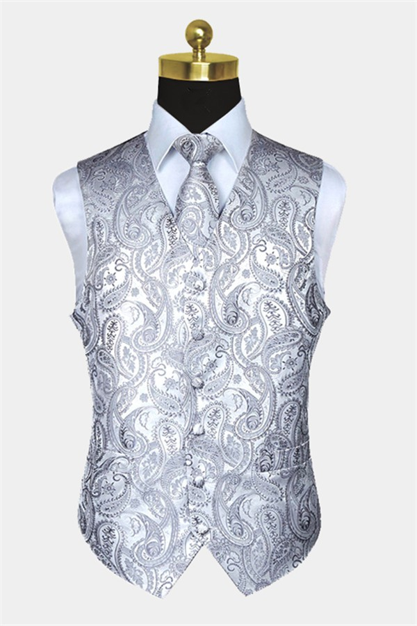 Silver Paisley Vest Set Custom Prommen Vest