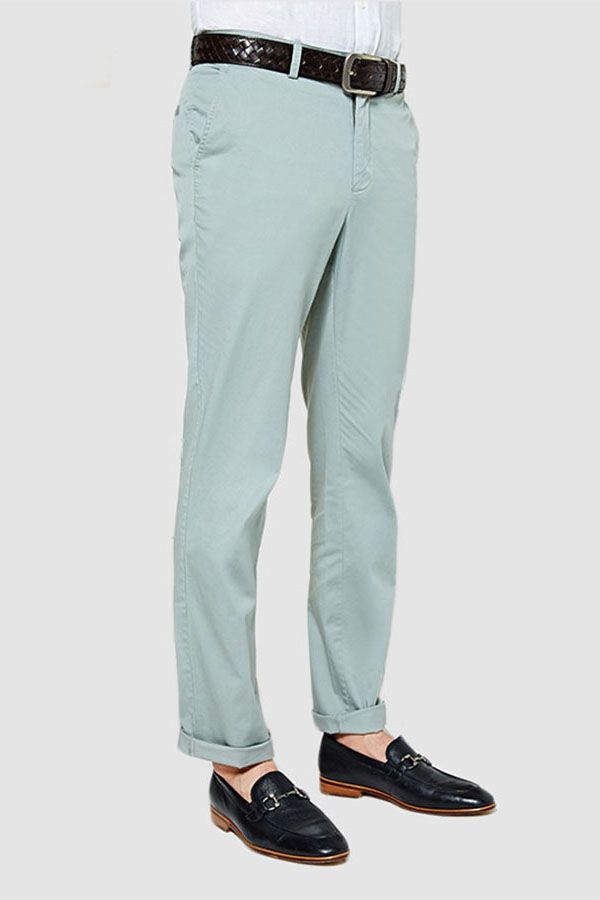 Light Mint Cotton Pants Summer Men Daily Casual Trousers
