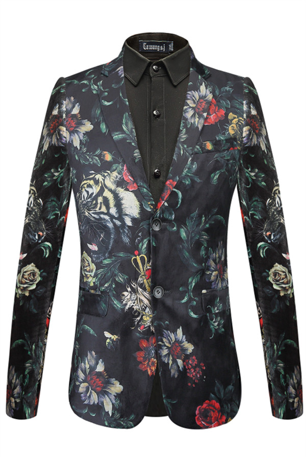 Kevin Floral Slim-fit Tailored Notch-lapel Blazer