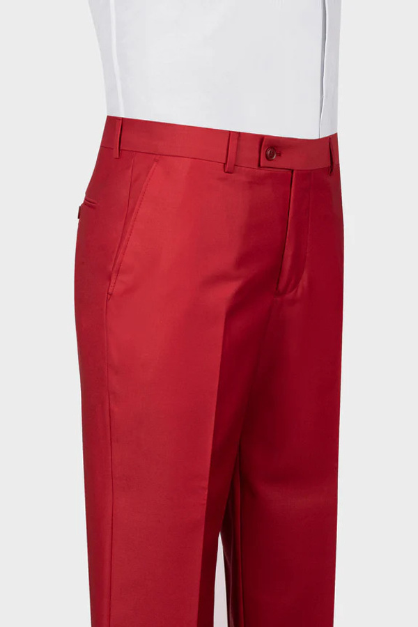 James Red Double-Breasted Three-Pocket Suit Two-Piece