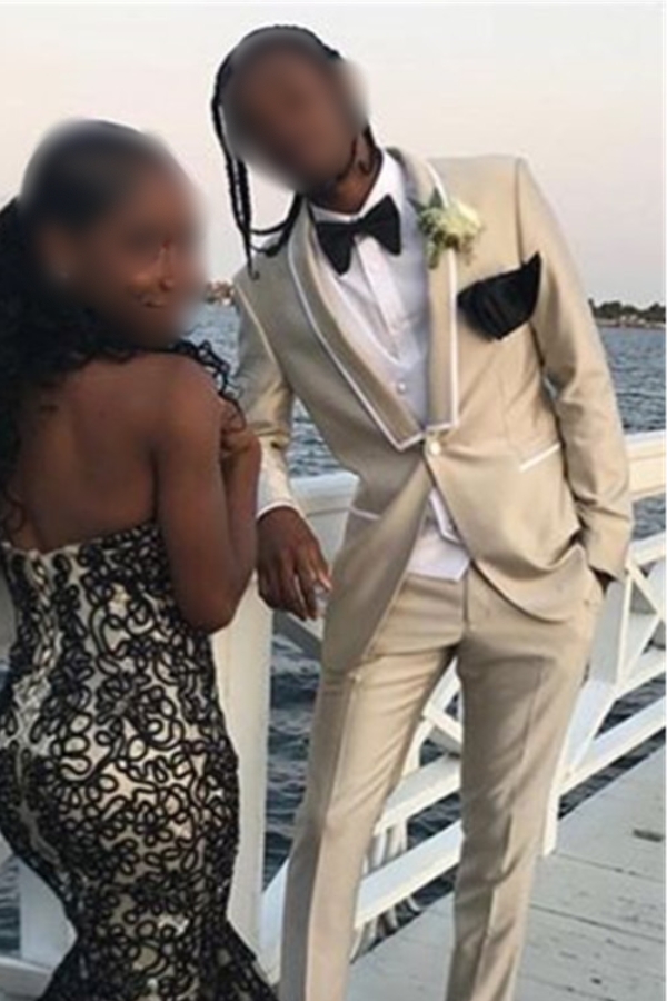 Light Champagne Shawl Lapel One Button Prom Men Suit