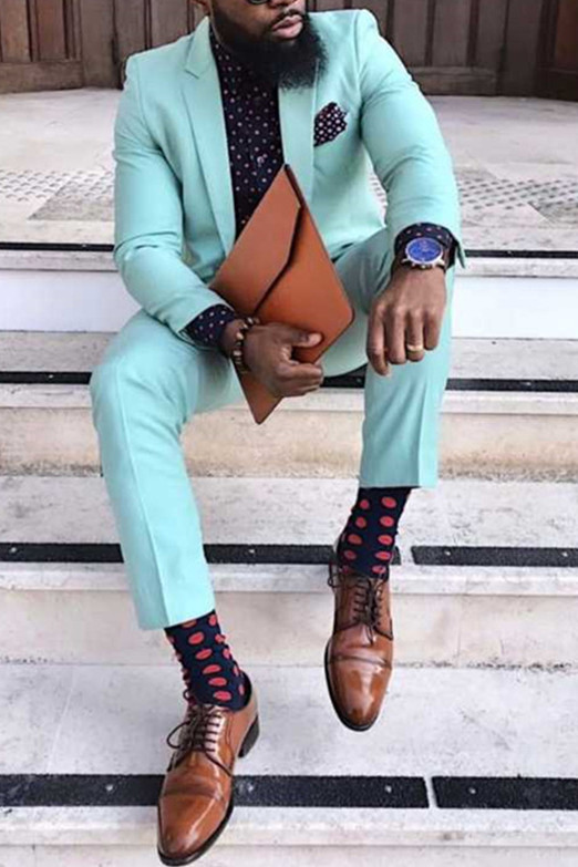 Jade Men Suit Notch Lapel Fashion Prom Suit