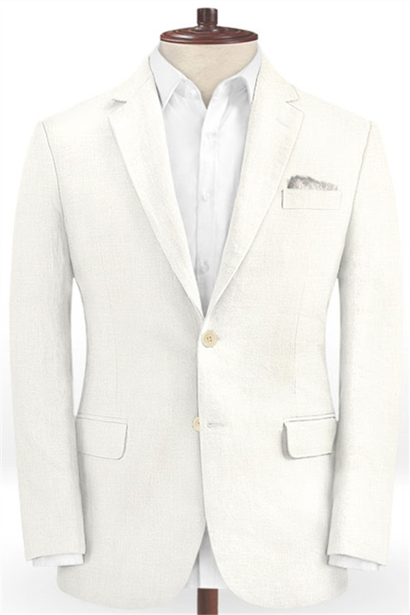 Summer Beach Linen Wedding Suit Best Man Blazers Casual Groom Prom Tuxedo