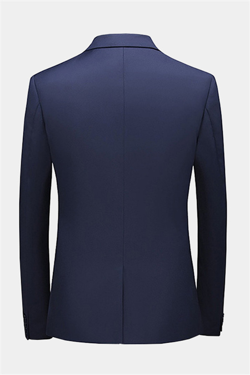 Navy Blue Formal Business Tuxedo Sparkling Notch Lapel Prom Suit