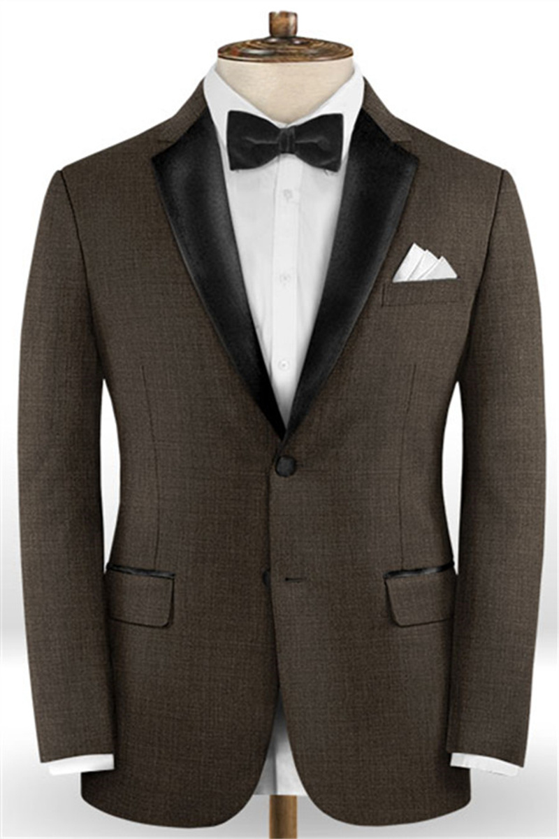 Chocolate Business Formal Men Suit Black Lapel Tuxedo Online