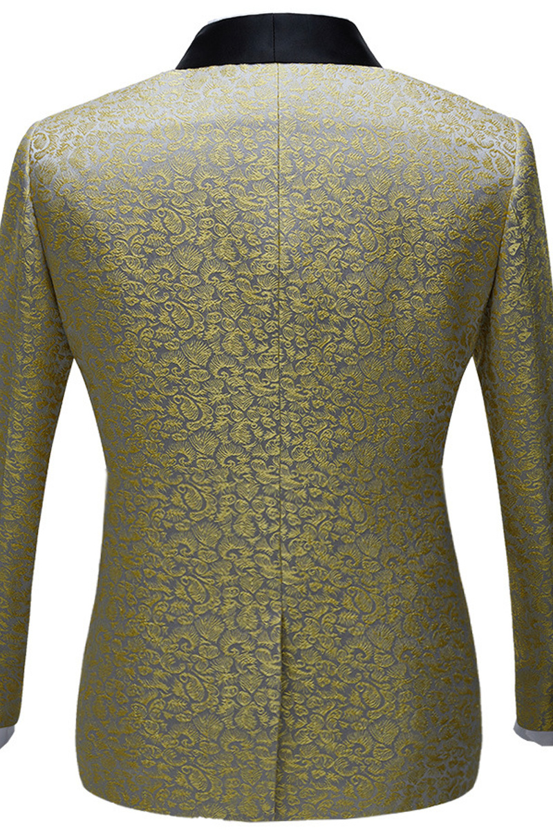 Keegan Gold Jacquard Slim Fit Prom Men Suit With Black Shawl Lapel