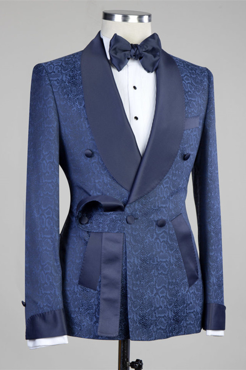 Nelson Dark Navy Slim Fit Double-Breasted Fashion Wedding Suit