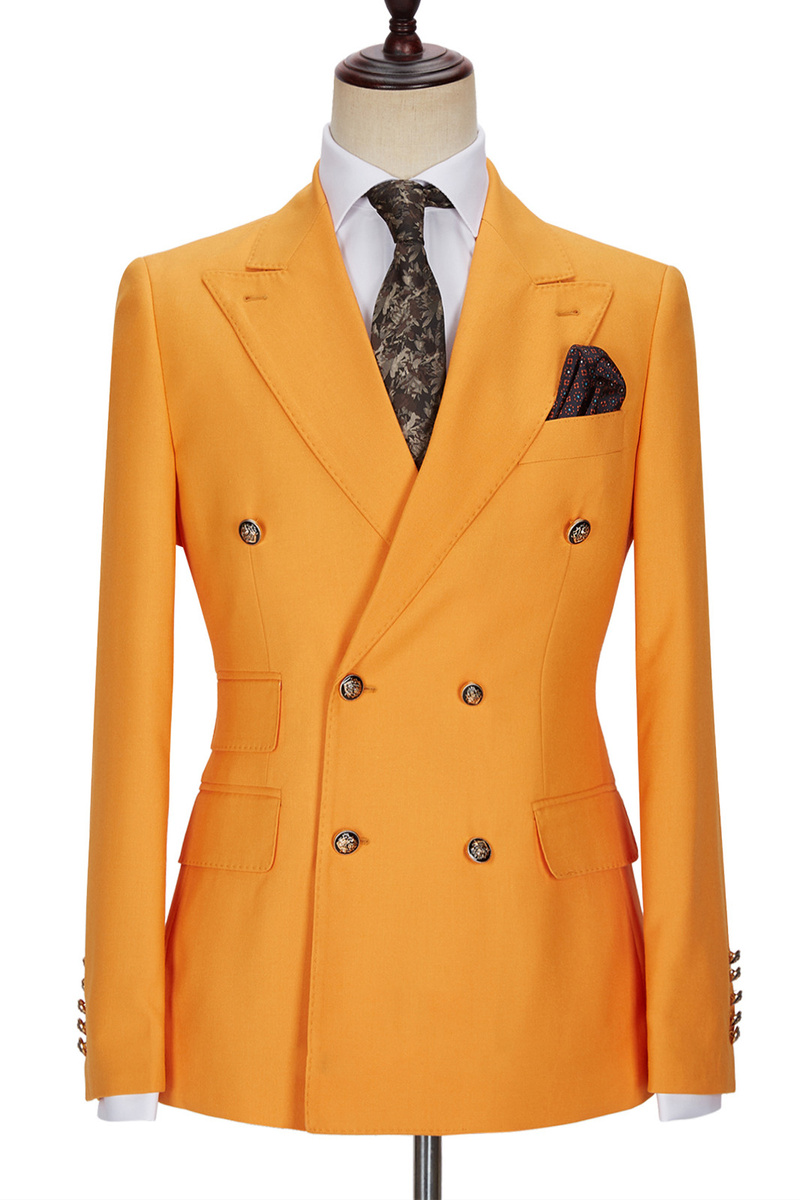 Benjamin New Orange Double Breasted Point Lapel Men Suit