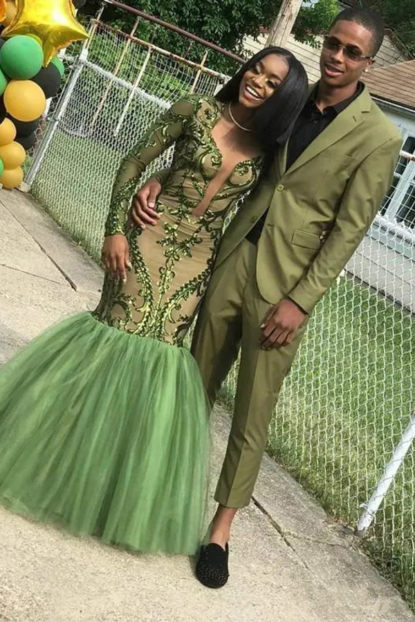 Lime Green Two-Piece Slim Fit Handsome Prom Costume