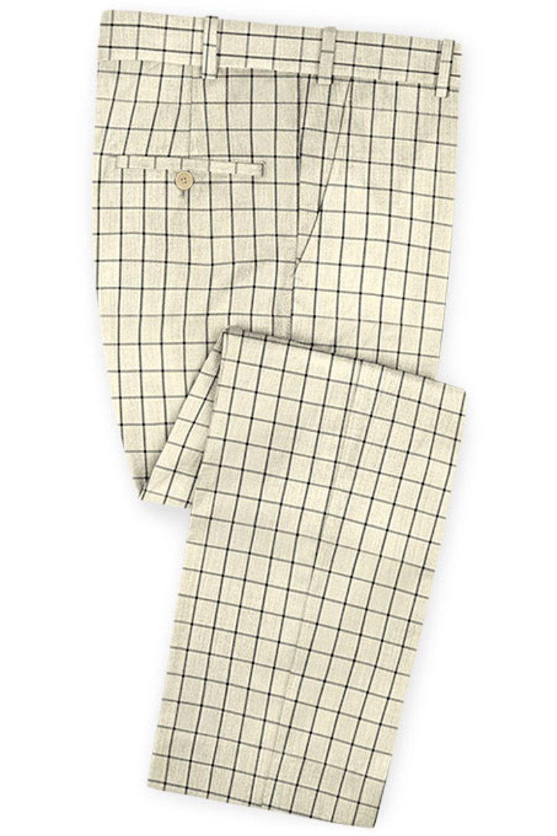 Champagne Plaid Business Suit Slim Prom Costume Tuxedo