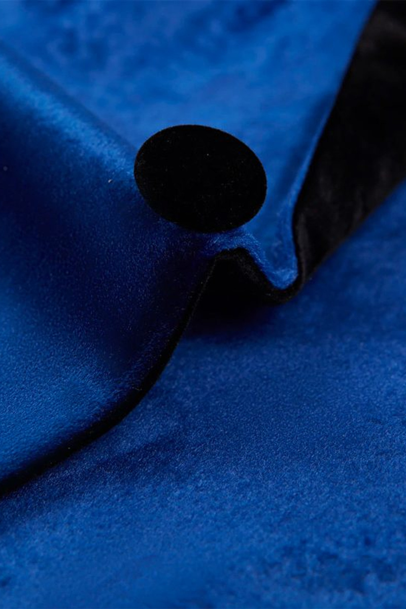 Men Blue Velvet Blazer One Piece Cape Lapel Tuxedo