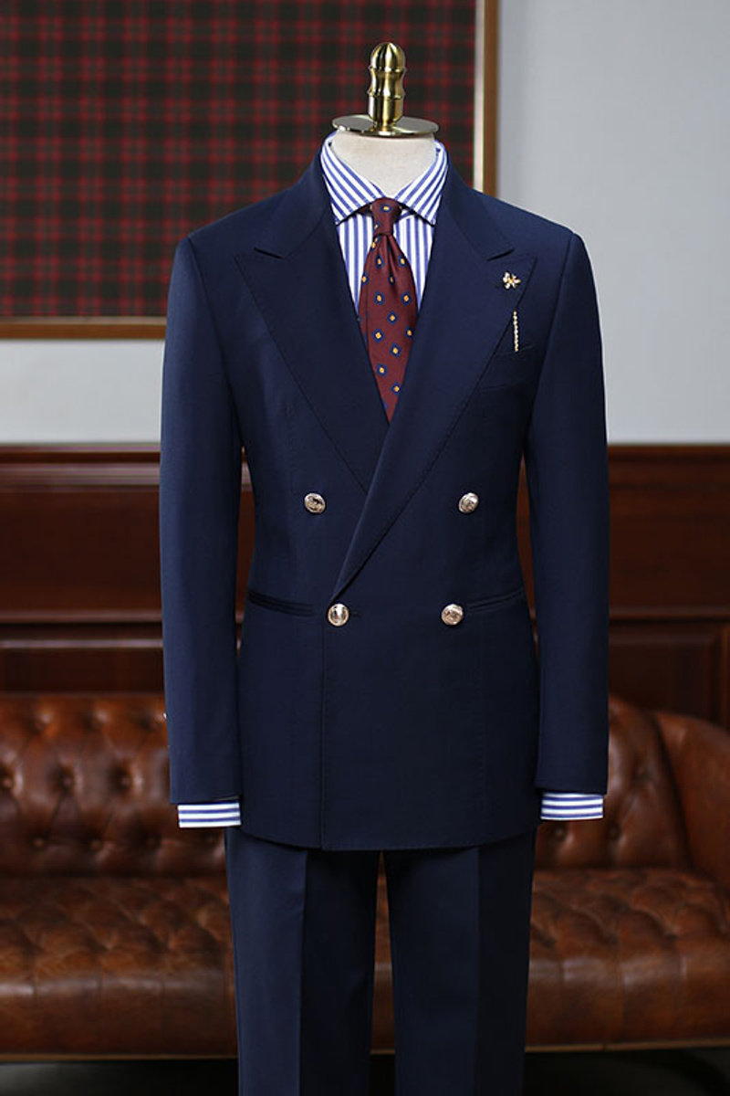 Regan Modern Navy Double Breasted Suit