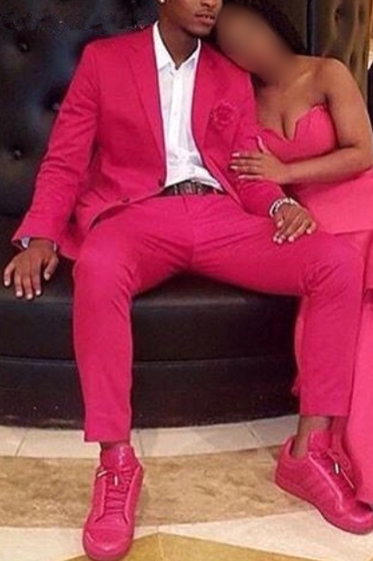 William Fuchsia Notched Lapel Slim Fit Tailored Men Suit For Prom