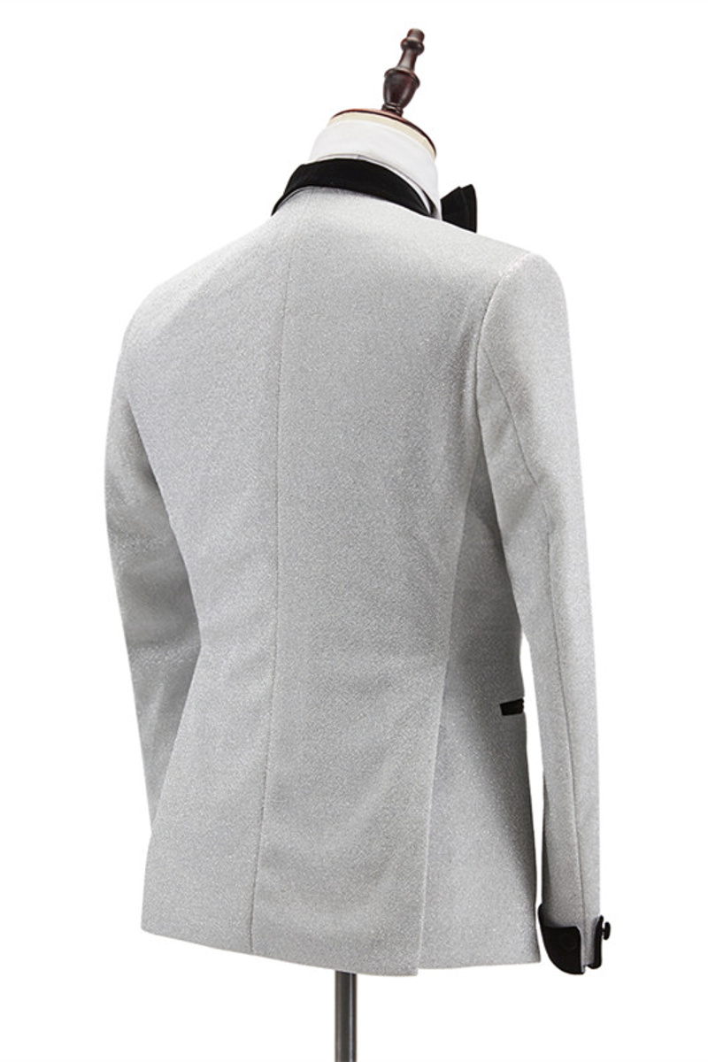 White Shawl Lapel Double Breasted Wedding Blazer