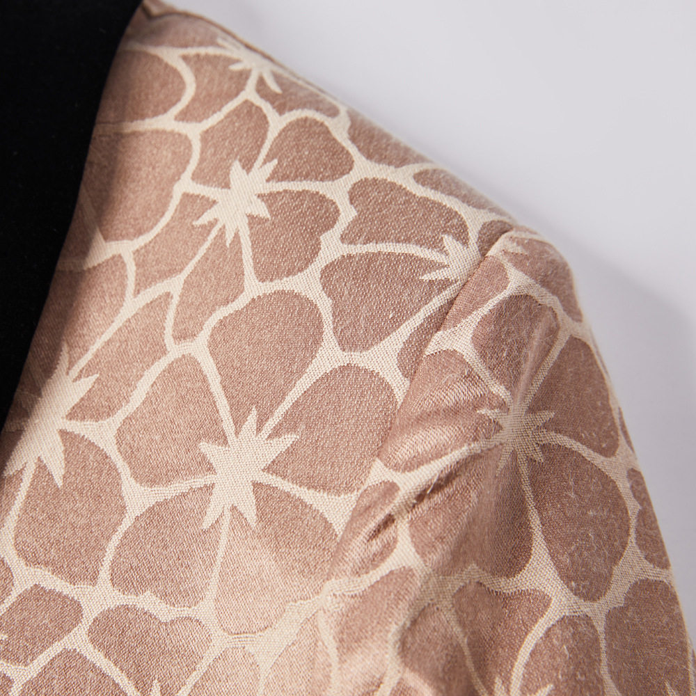 New Brown Slim Fit Shawl Collar Jacquard Men's Prom Two Piece Suit