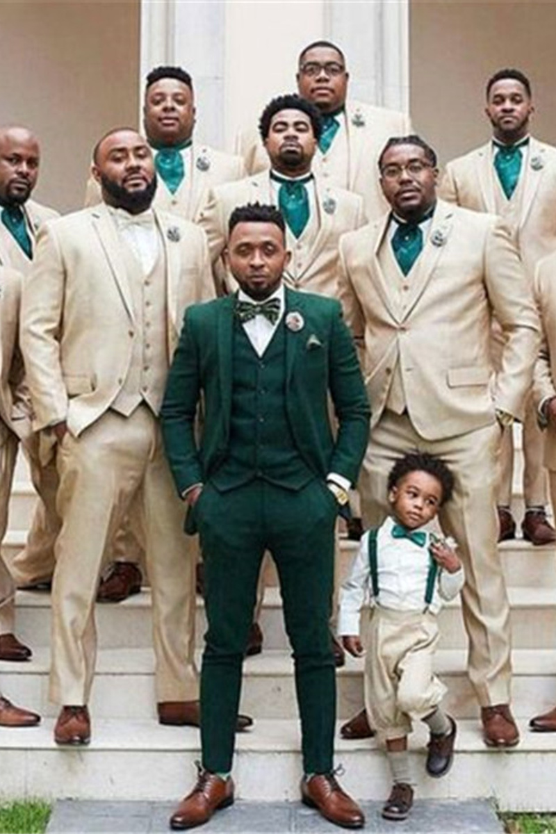 Brayden Light Champagne Notched Lapel Slim Fit Wedding Groomsmen Suit