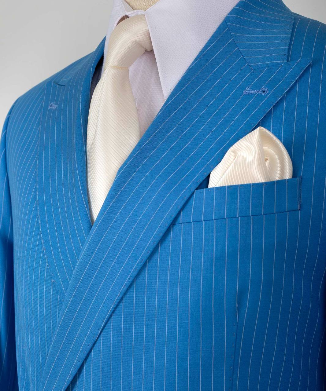 Blue Stripe One Button Fashion Slim Fit Simple Business Suits