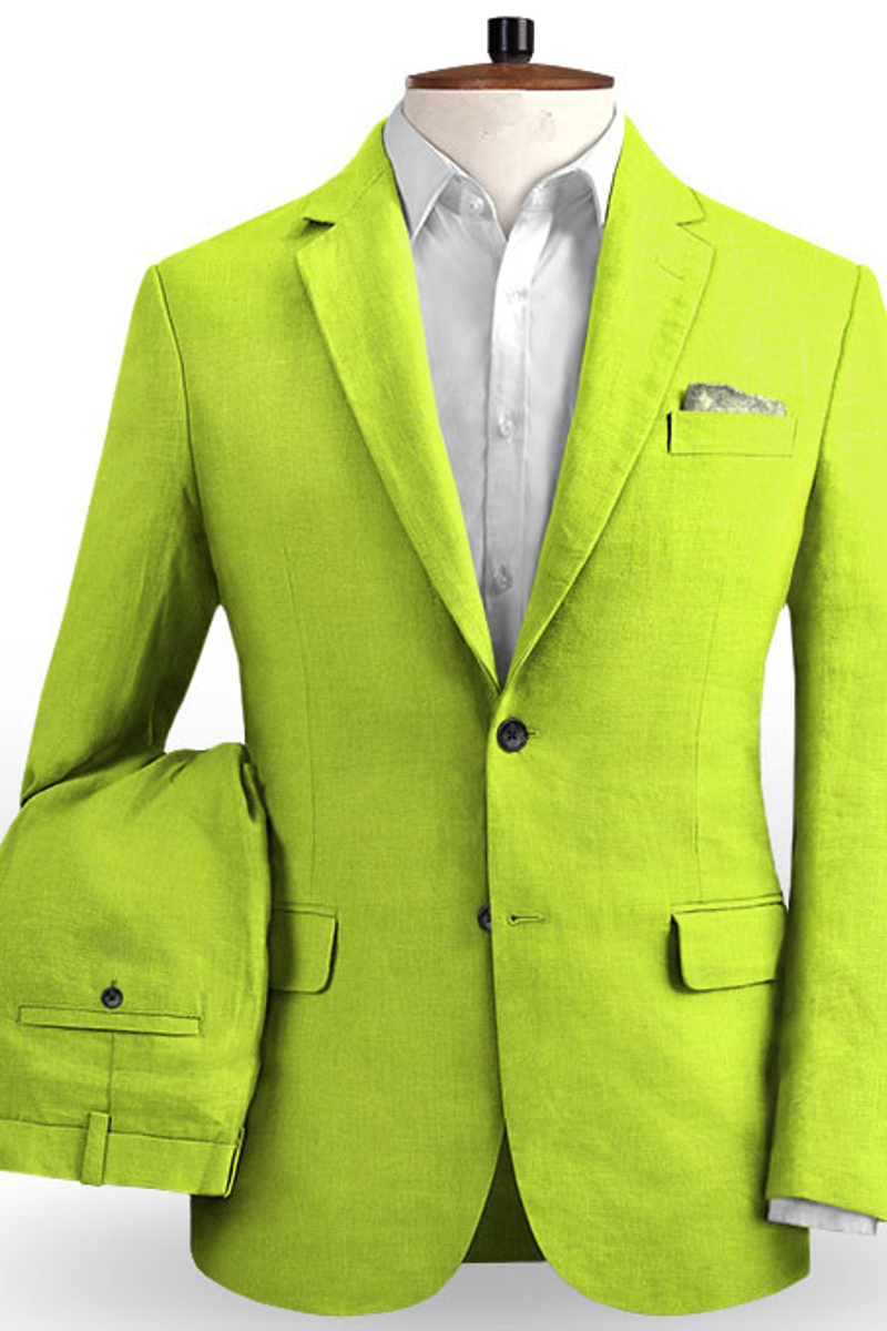 Lime Green Notched Lapel Prom Suit Custom Two-Piece Tuxedos Online