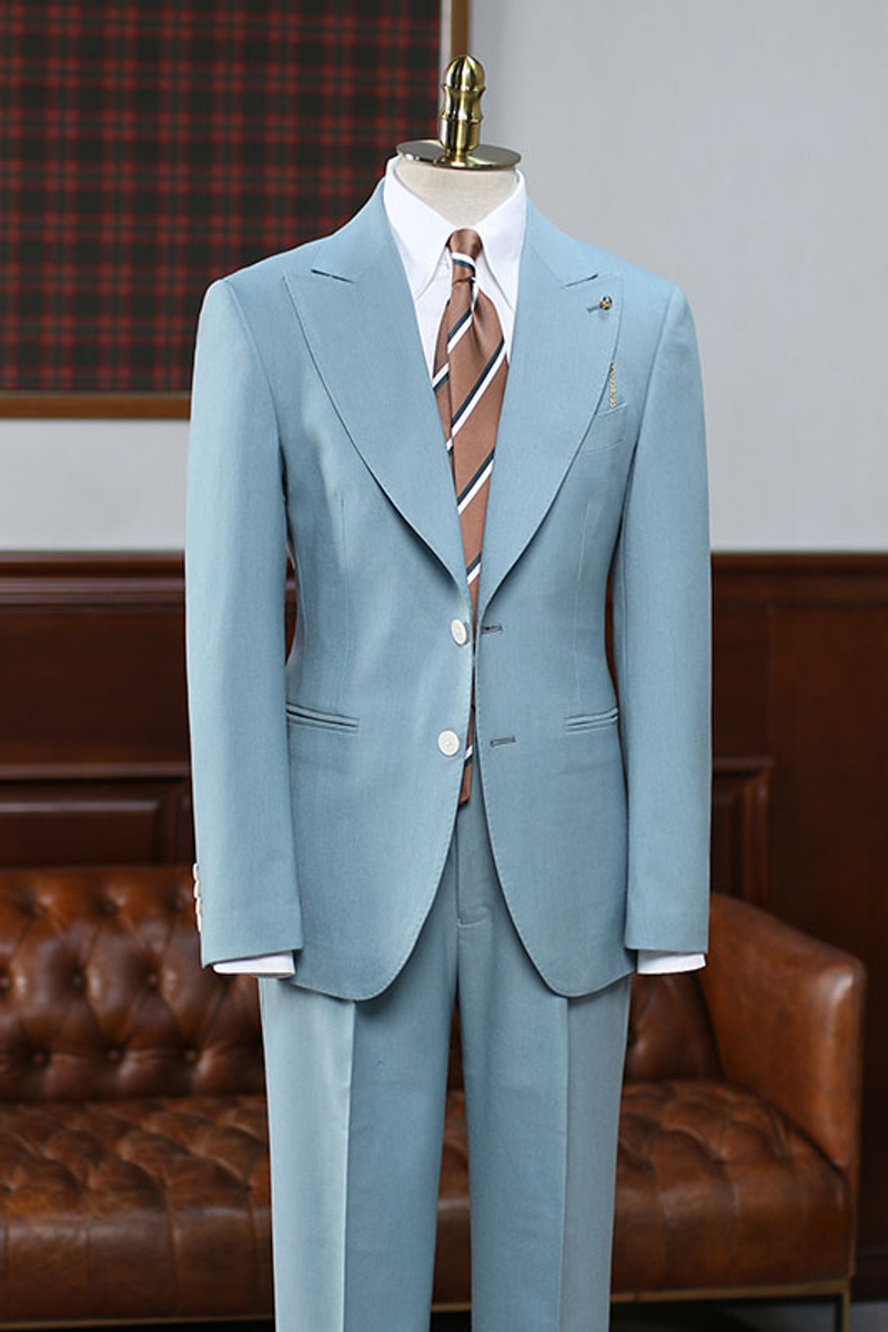Angelo Affordable Blue Two-Pack Point Lapel Slim Fit Suit