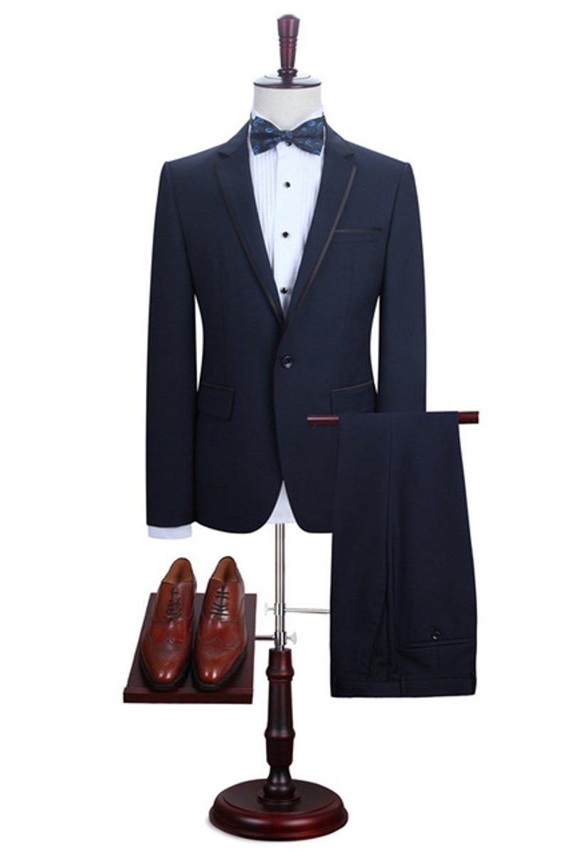 Grayson Dark Navy Notched Lapel Fashion Best Men Suits Online