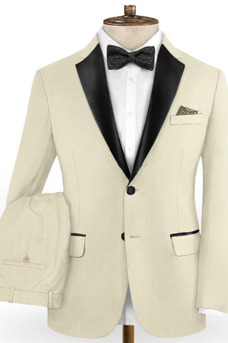 Light Champagne Two Business Formal Tuxedos Slim Tailored Men Suits